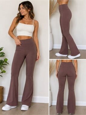RAYN High Rise Flare Yoga Pants Brown Mauve Size Small Athletic Leggings